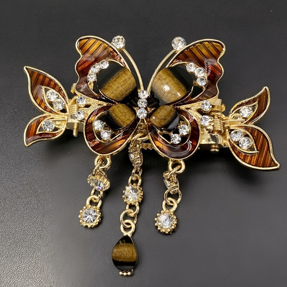 Ethnic Fashion Designer - Elegant Design Rhinestone Butterfly Hairpin Tassel