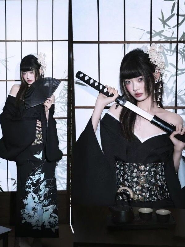 Ethnic Fashion Shoot - Traditional Japanese Kimono Style Bathrobe Dress