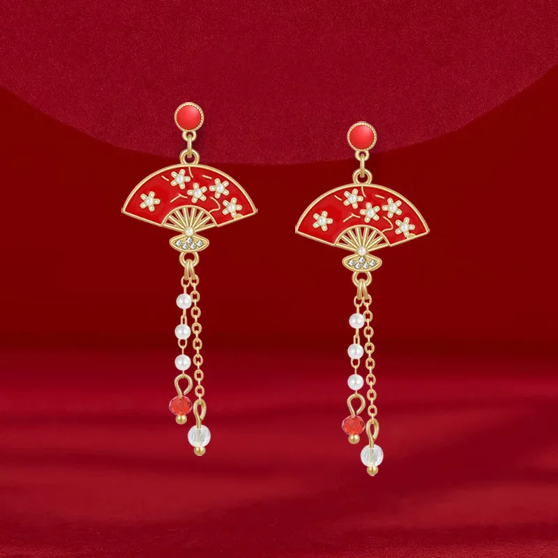Ethnic Fashion Designer - 2025 Chinese New Year Red Earrings