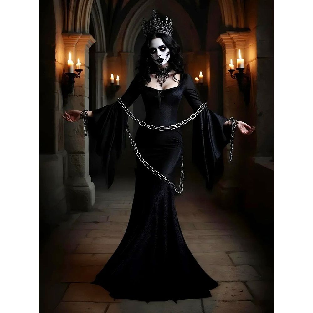 Gothic  Bat Witch Long Dress H - Ethnic Clothing & Online Fashion Store Khaadi Uk 评论和价格